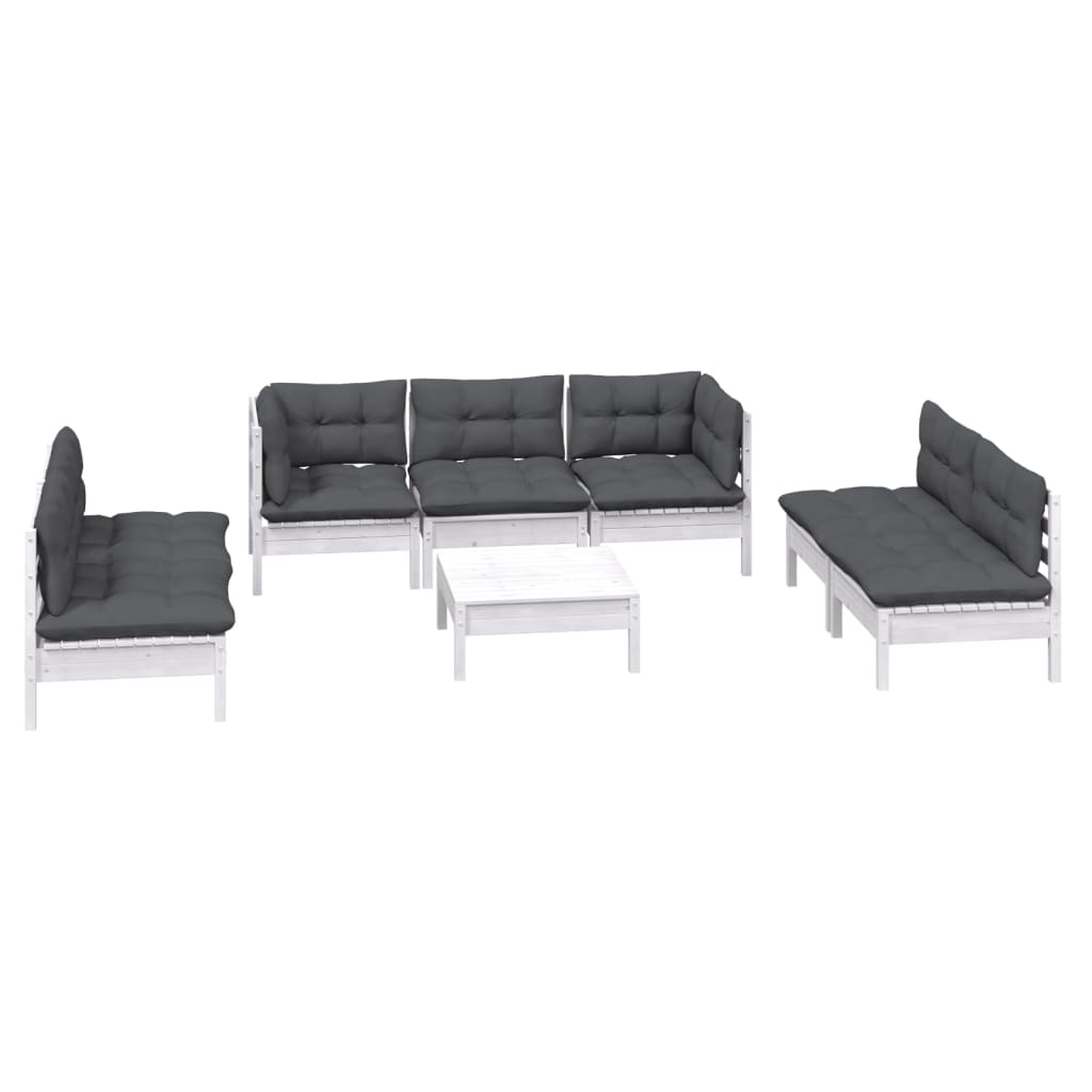 8-tlg. Garten-Lounge-Set mit Kissen Kiefer Massivholz