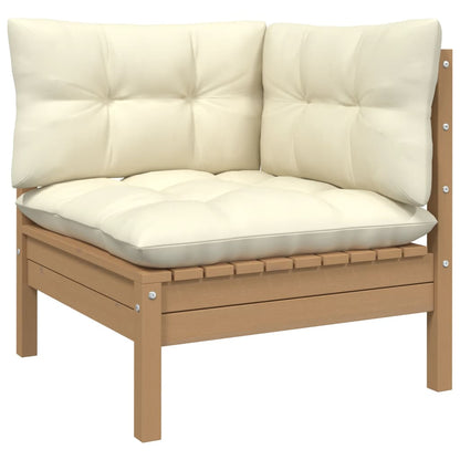 4-piece garden lounge set with cushions honey brown pinewood