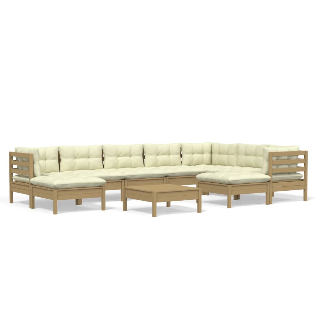 10-piece garden lounge set with cushions honey brown pinewood