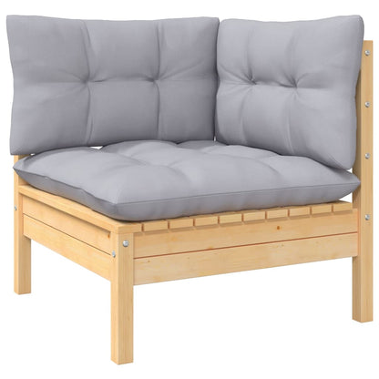 10-piece garden lounge set with grey cushions solid pine wood