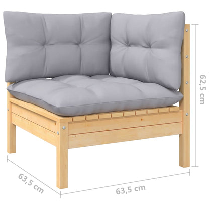 10-piece garden lounge set with grey cushions solid pine wood