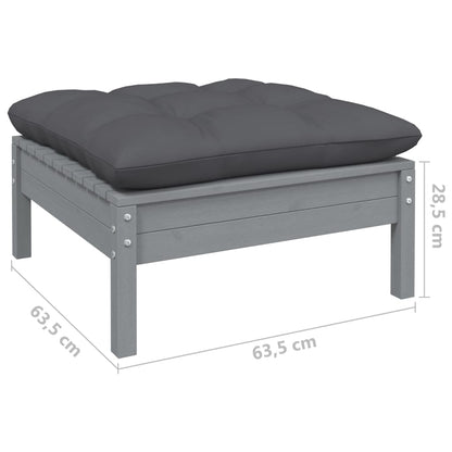 7-tlg. Garten-Lounge-Set mit Kissen Grau Kiefer Massivholz