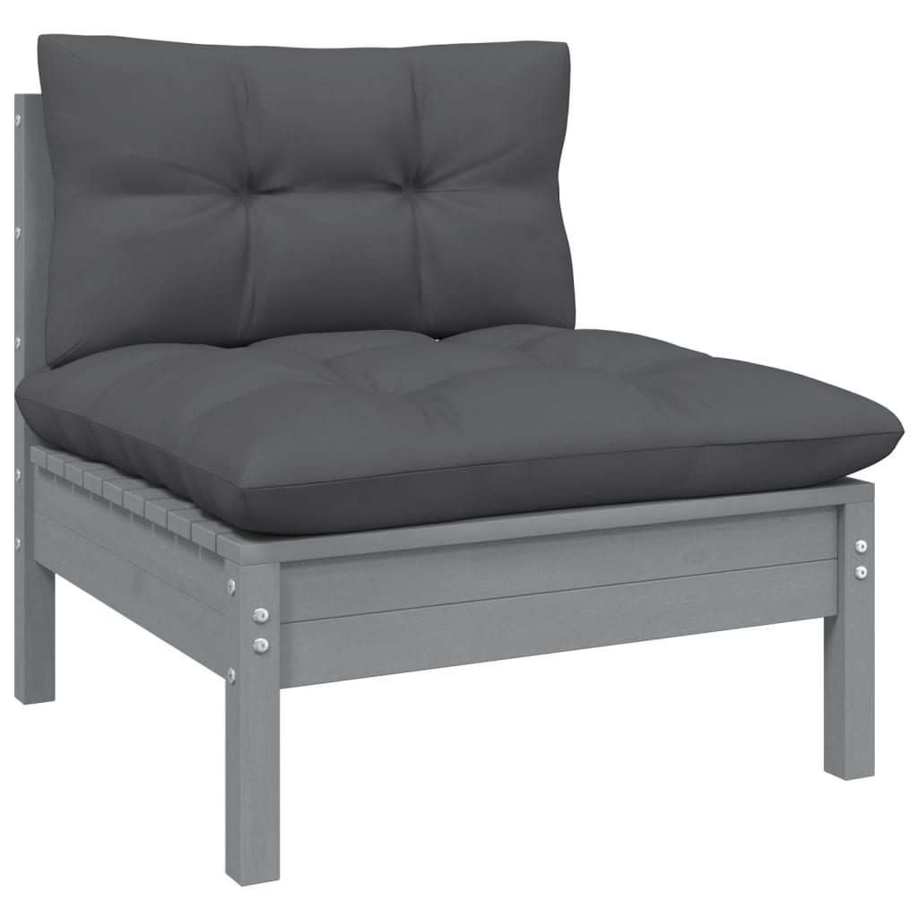 13-piece garden lounge set with cushions grey pinewood