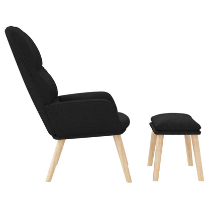 Relaxsessel mit Hocker Schwarz Stoff