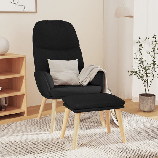 Relaxsessel mit Hocker Schwarz Stoff