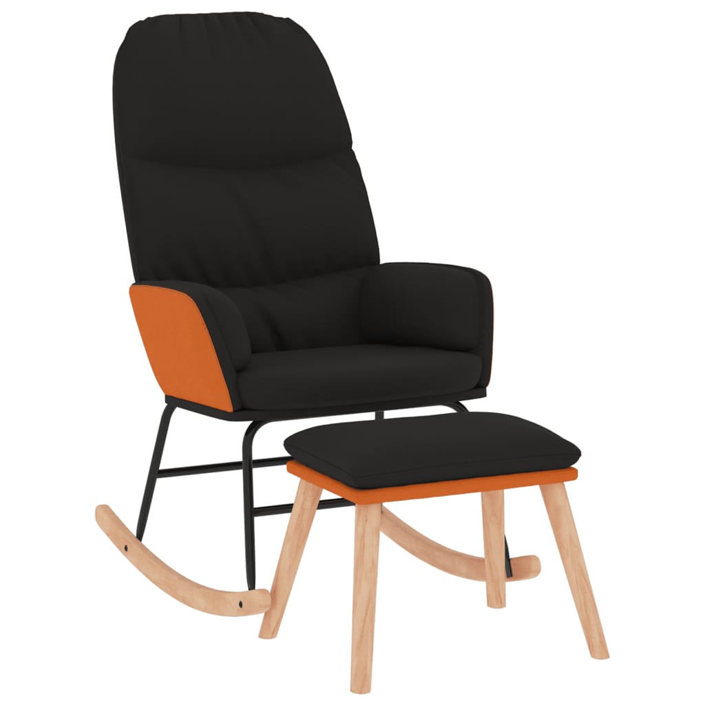 Rocking chair with stool black fabric