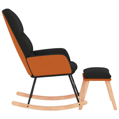 Rocking chair with stool black fabric