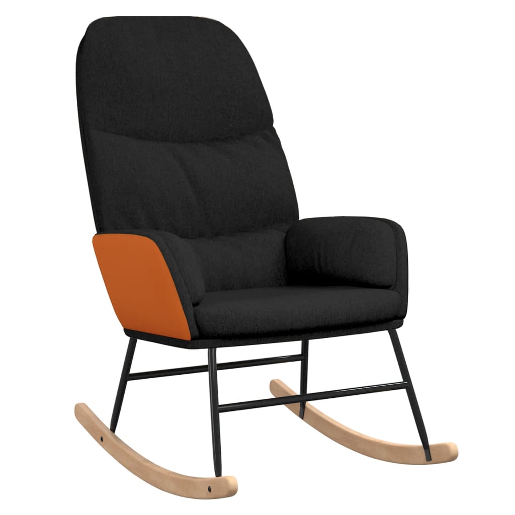 Rocking chair with stool black fabric