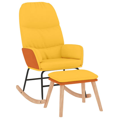 Rocking chair with stool mustard yellow fabric