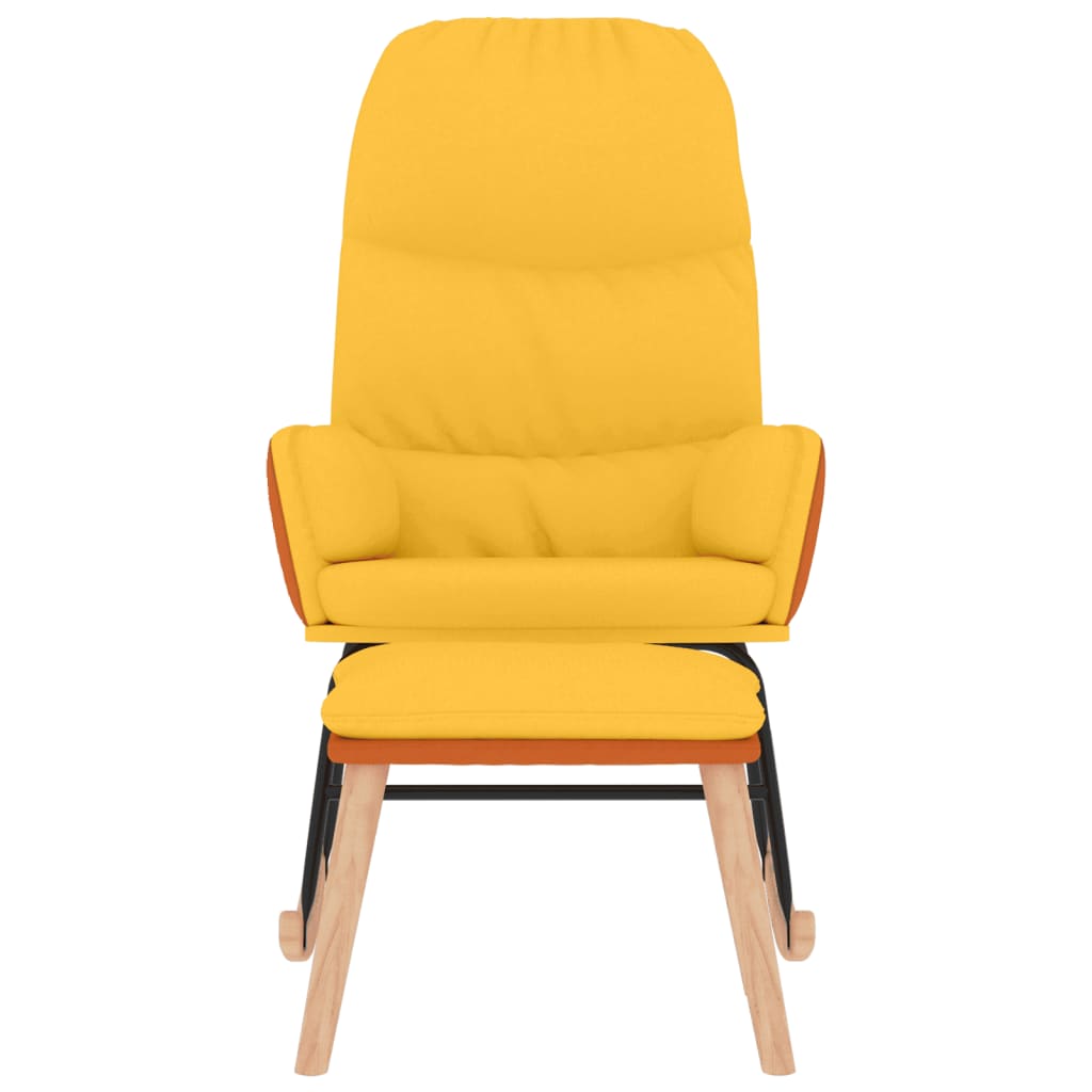 Rocking chair with stool mustard yellow fabric