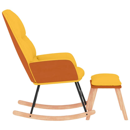 Rocking chair with stool mustard yellow fabric