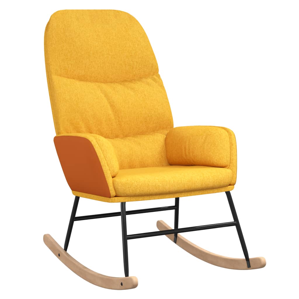 Rocking chair with stool mustard yellow fabric