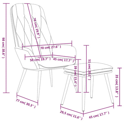 Relaxsessel mit Hocker Hellgrau Samt