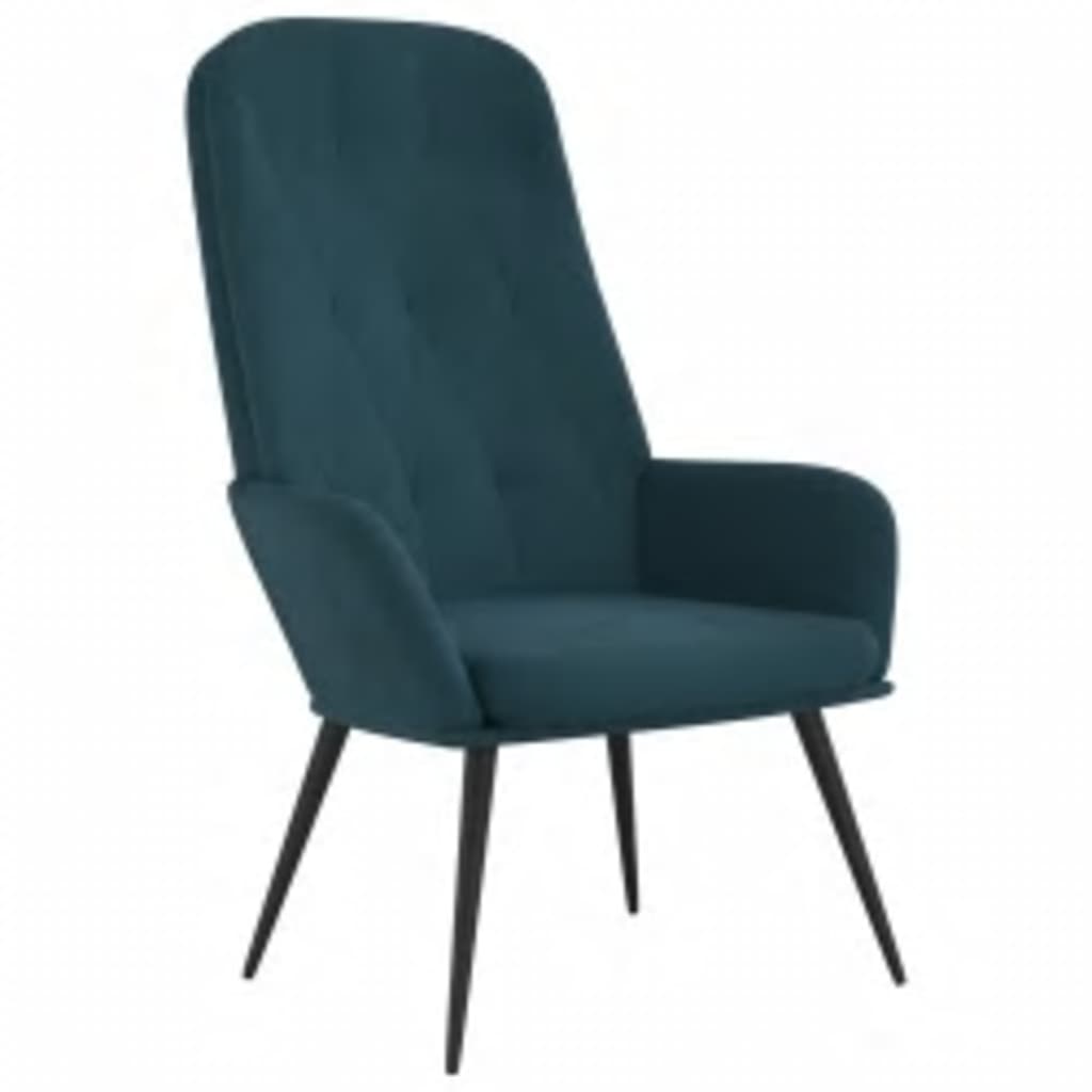 Relaxsessel mit Hocker Blau Samt