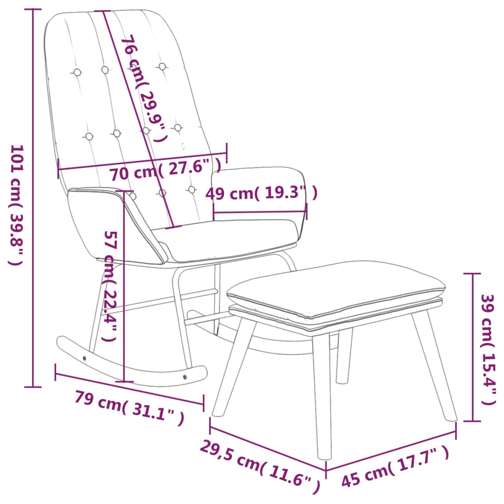 Schaukelsessel mit Hocker Schwarz Stoff