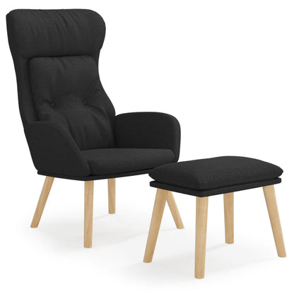 Relaxsessel mit Hocker Schwarz Stoff