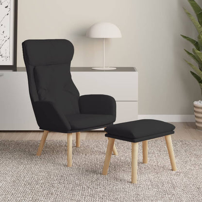 Relaxsessel mit Hocker Schwarz Stoff