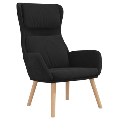 Relaxsessel mit Hocker Schwarz Samt