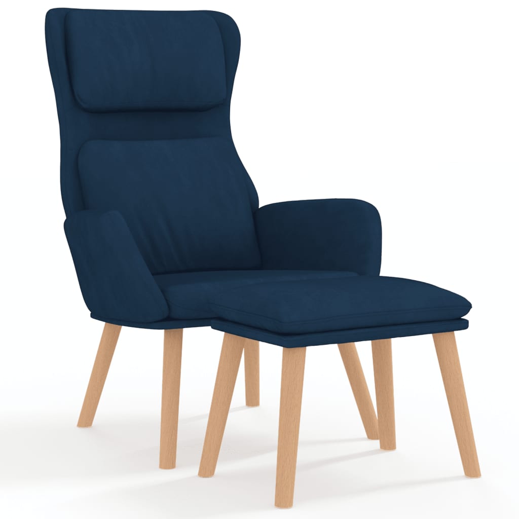 Relaxsessel mit Hocker Blau Samt