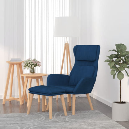 Relaxsessel mit Hocker Blau Samt