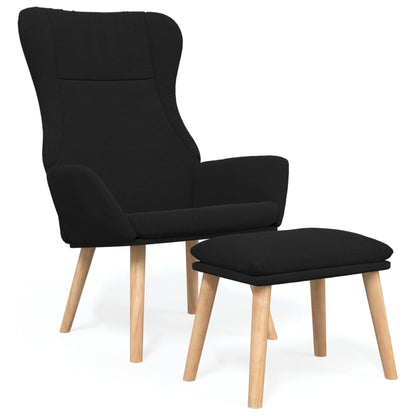 Relaxsessel mit Hocker Schwarz Stoff