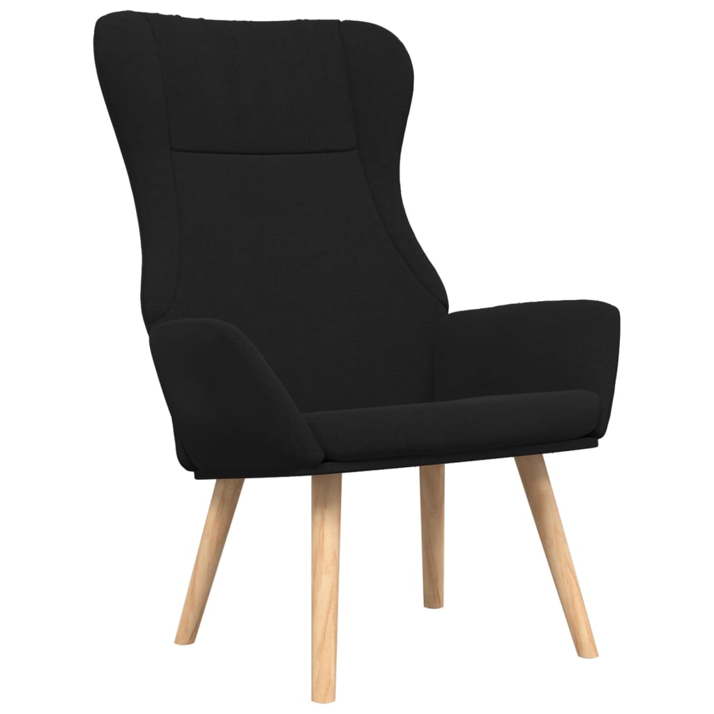 Relaxsessel mit Hocker Schwarz Stoff