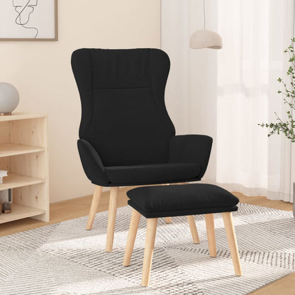 Relaxsessel mit Hocker Schwarz Stoff