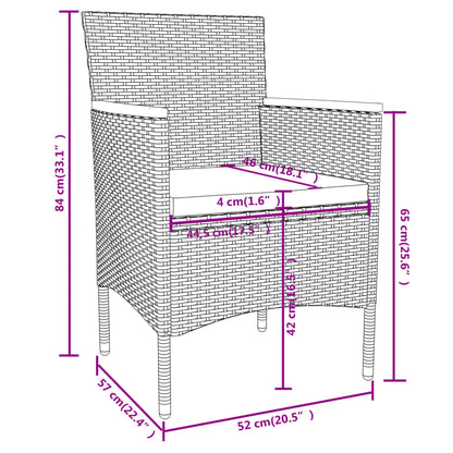 3-tlg. Garten-Essgruppe Poly Rattan Grau