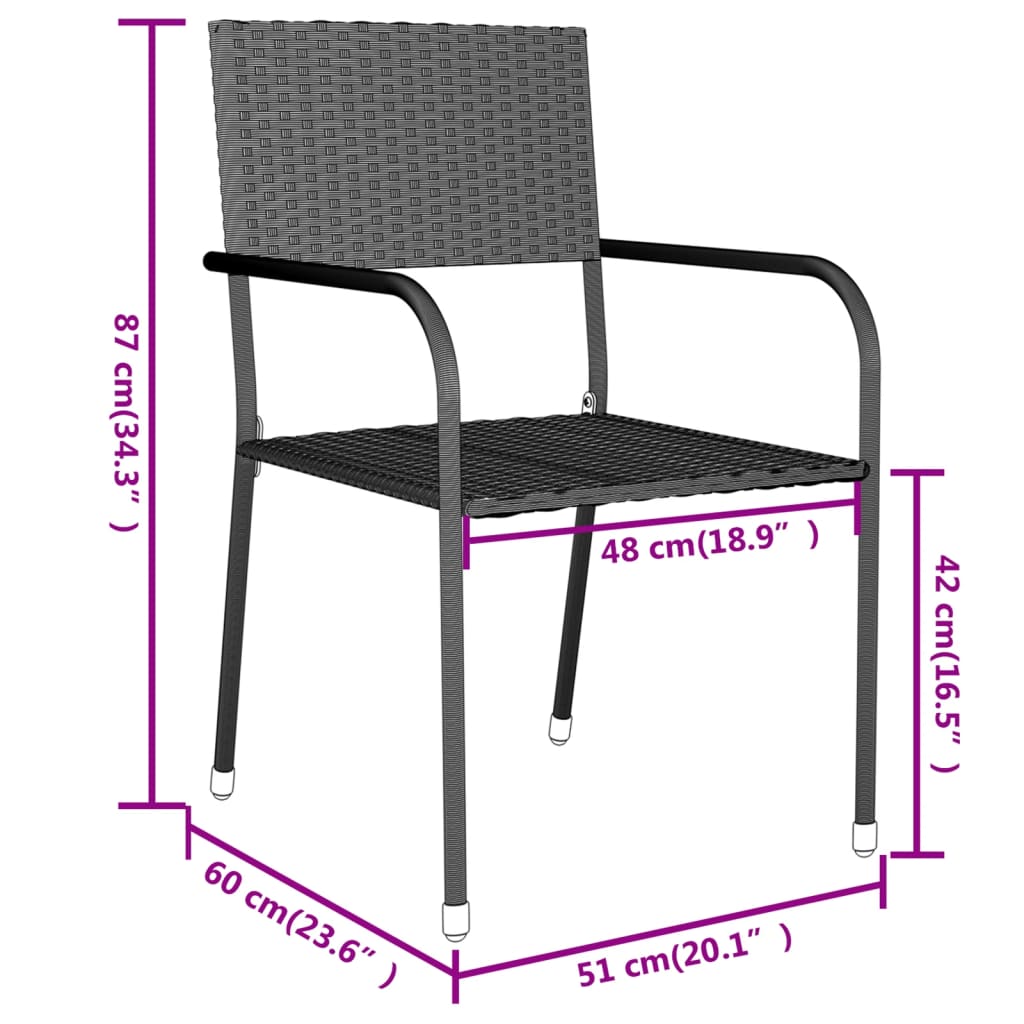 3-tlg. Garten-Essgruppe Poly Rattan Grau