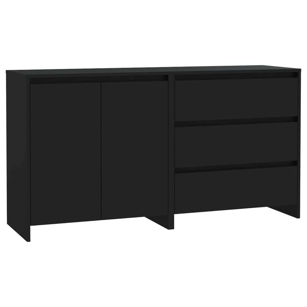 2-tlg. Sideboard Schwarz Holzwerkstoff