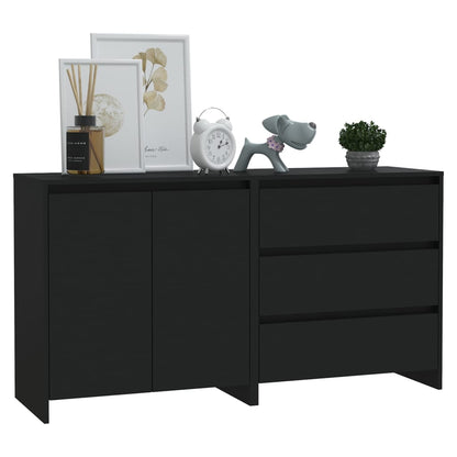 2-tlg. Sideboard Schwarz Holzwerkstoff