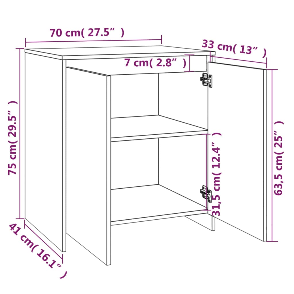 2-tlg. Sideboard Schwarz Holzwerkstoff