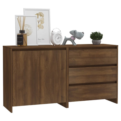 2-tlg. Sideboard Braun Eiche-Optik Holzwerkstoff