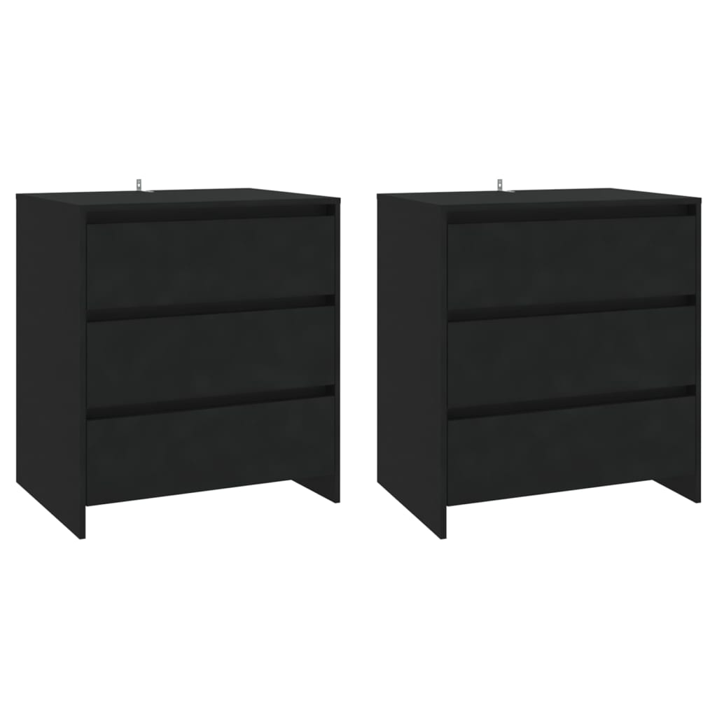 3-tlg. Sideboard Schwarz Holzwerkstoff