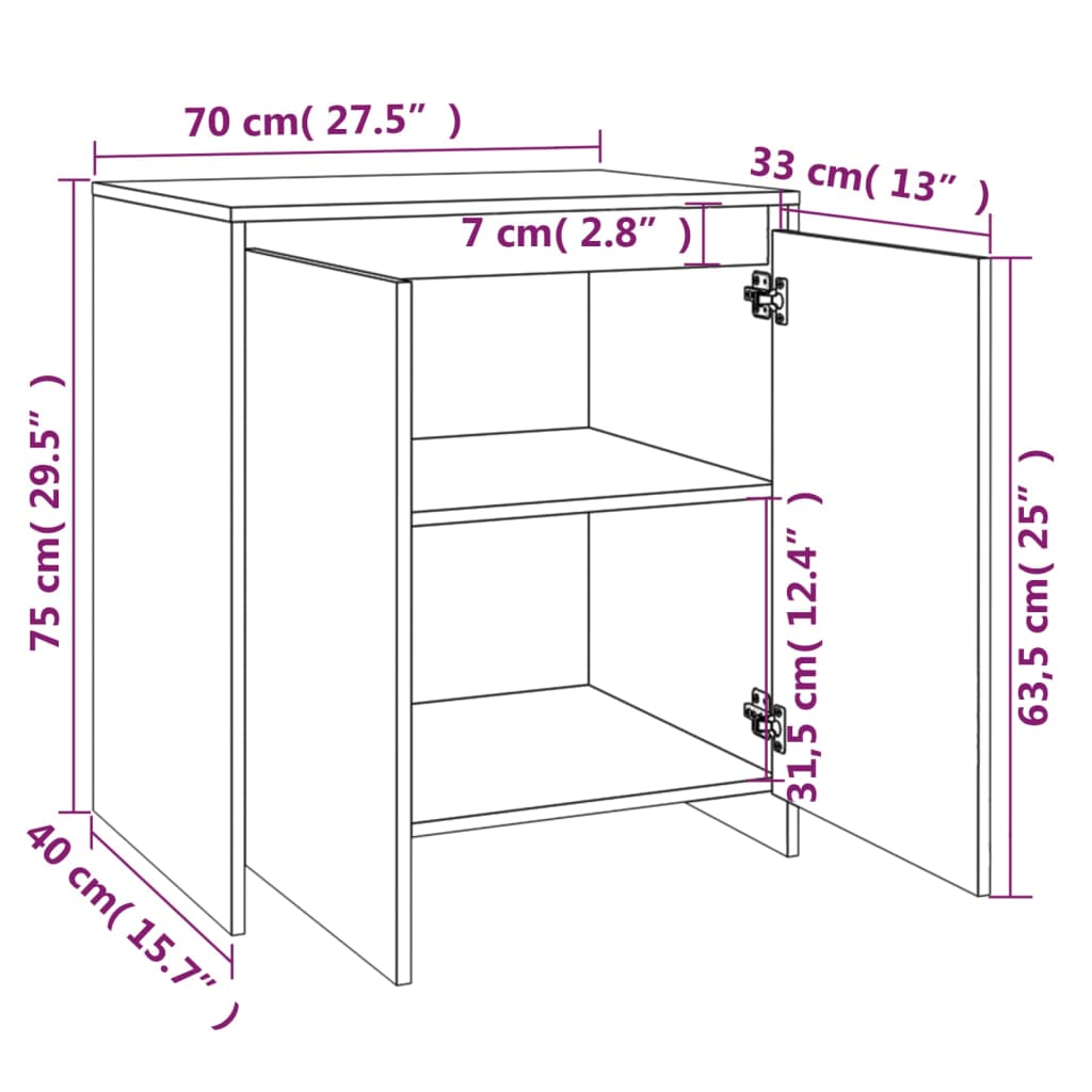 3-tlg. Sideboard Schwarz Holzwerkstoff