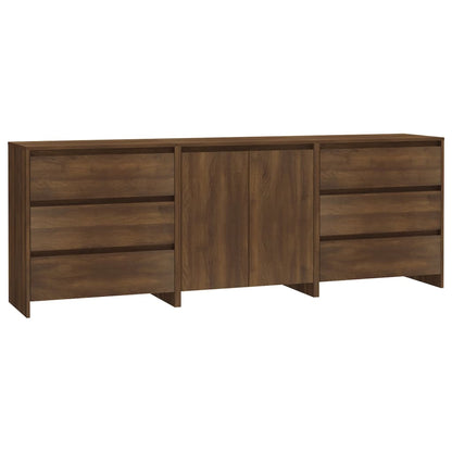 3-tlg. Sideboard Braun Eiche-Optik Holzwerkstoff