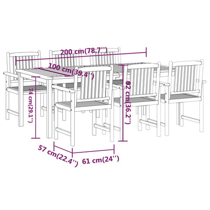 7-piece garden dining set solid acacia wood