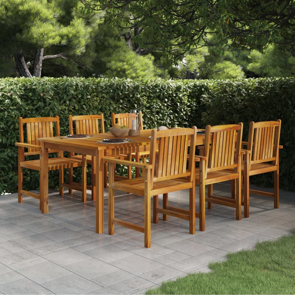 7-piece garden dining set solid acacia wood