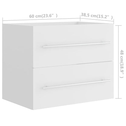 Waschbeckenunterschrank mit Einbaubecken Weiß Holzwerkstoff