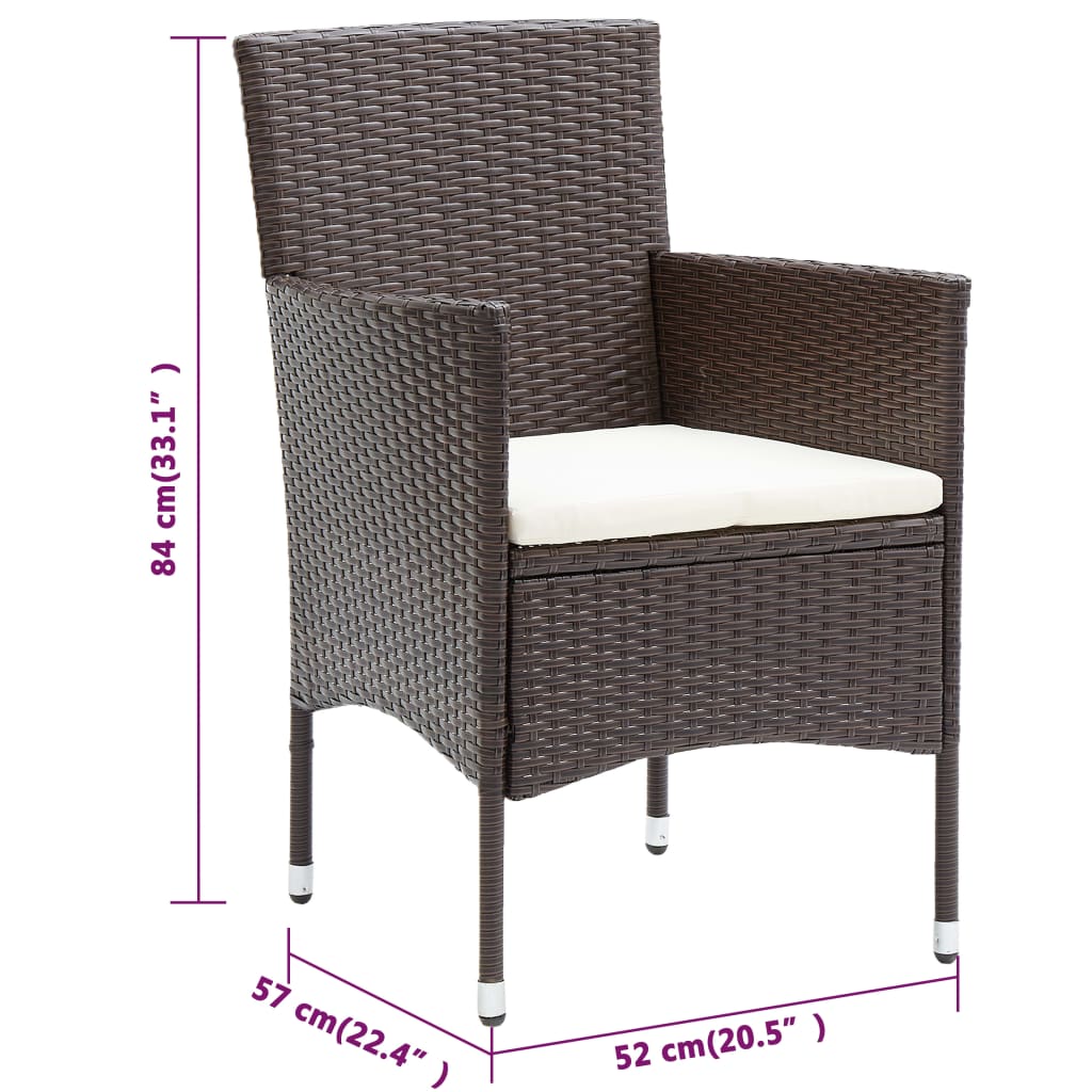 Garten-Essstühle 2 Stk. Poly Rattan Braun