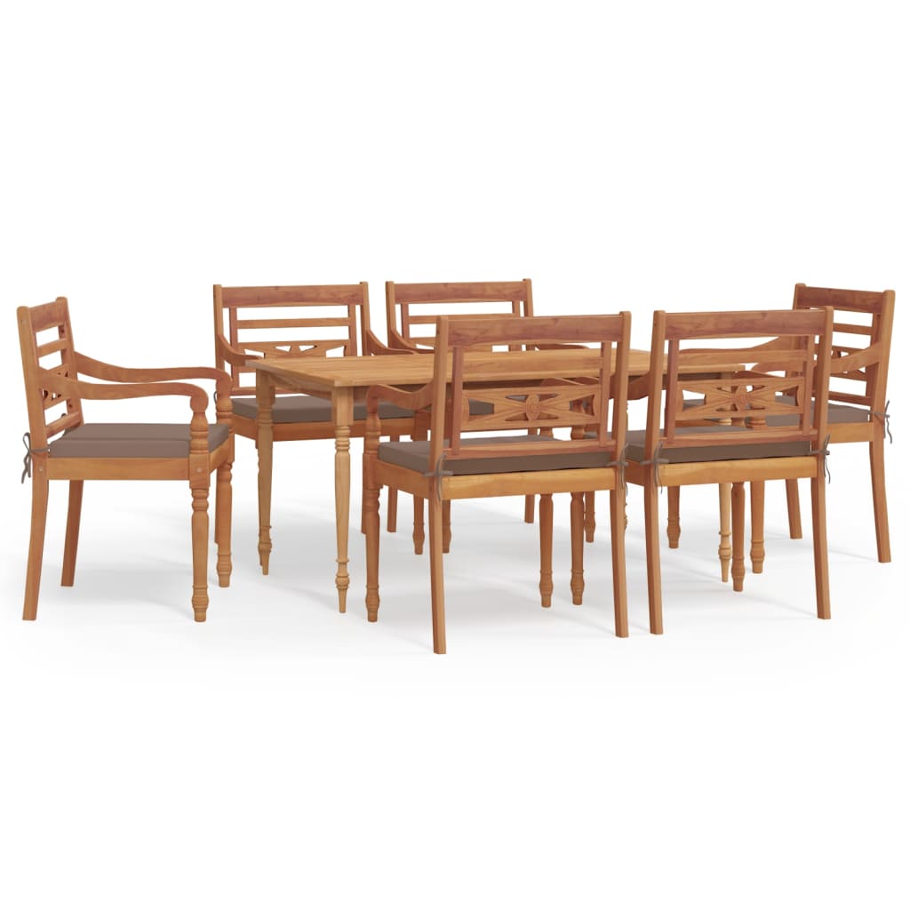 7-piece garden dining set with cushions solid teak