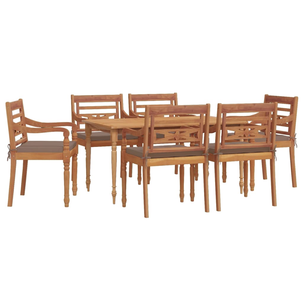 7-piece garden dining set with cushions solid teak