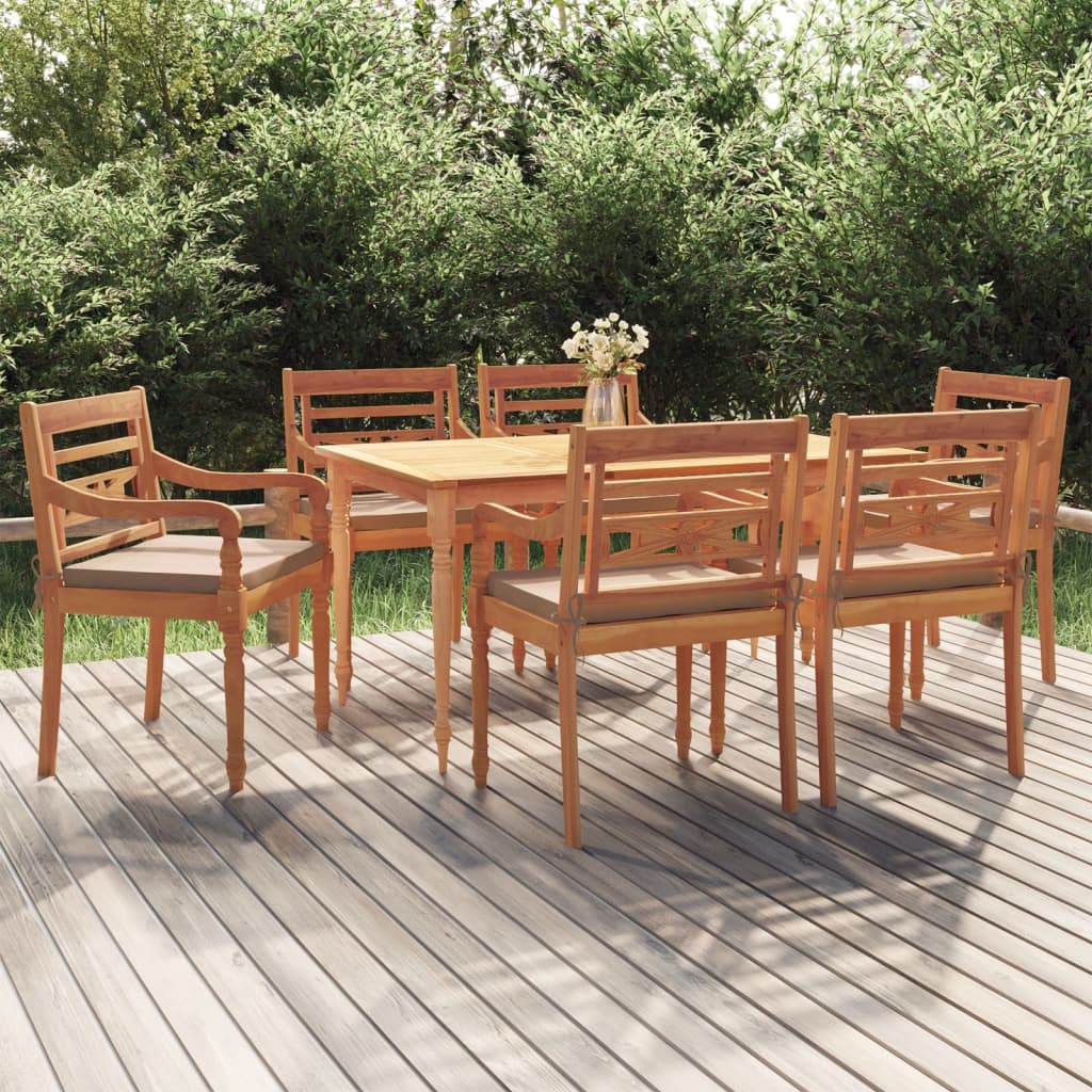 7-piece garden dining set with cushions solid teak