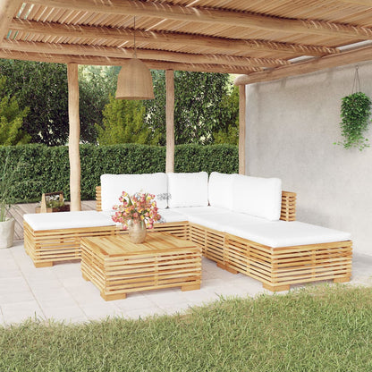 6-tlg. Garten-Lounge-Set mit Kissen Massivholz Teak