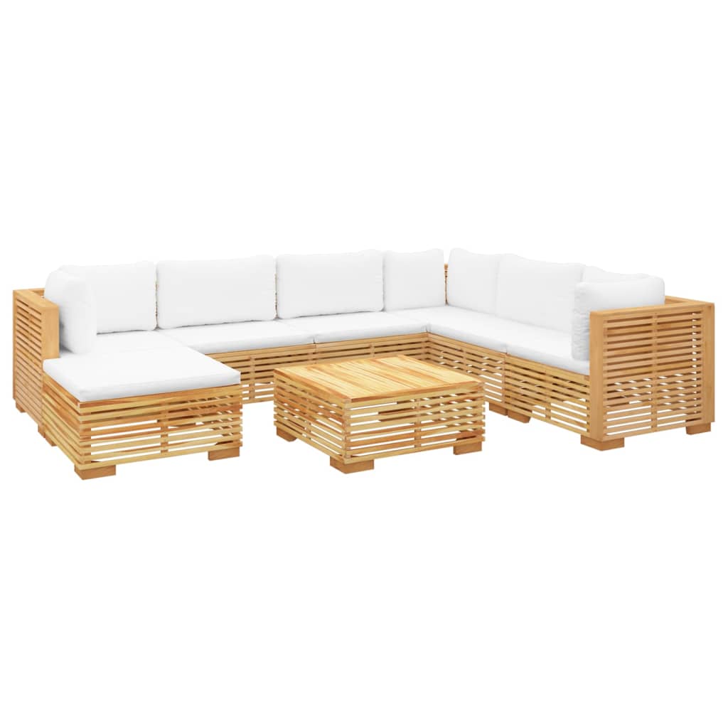 8-tlg. Garten-Lounge-Set mit Kissen Massivholz Teak