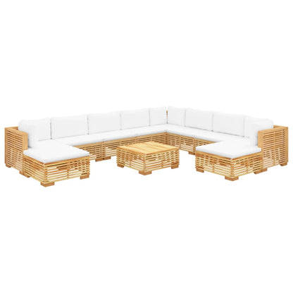 11-tlg. Garten-Lounge-Set mit Kissen Massivholz Teak