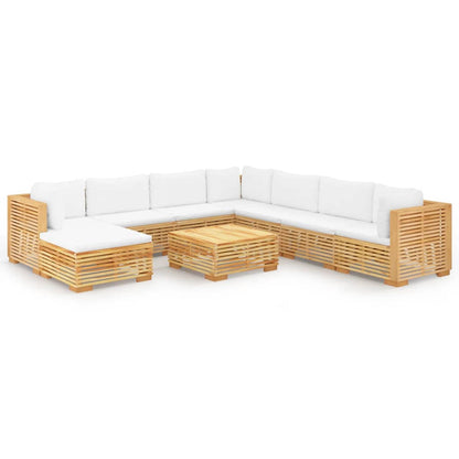 9-tlg. Garten-Lounge-Set mit Kissen Massivholz Teak