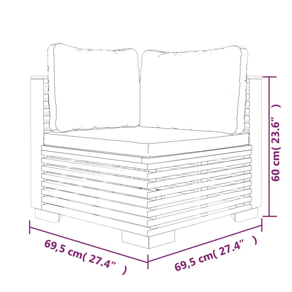 9-tlg. Garten-Lounge-Set mit Kissen Massivholz Teak