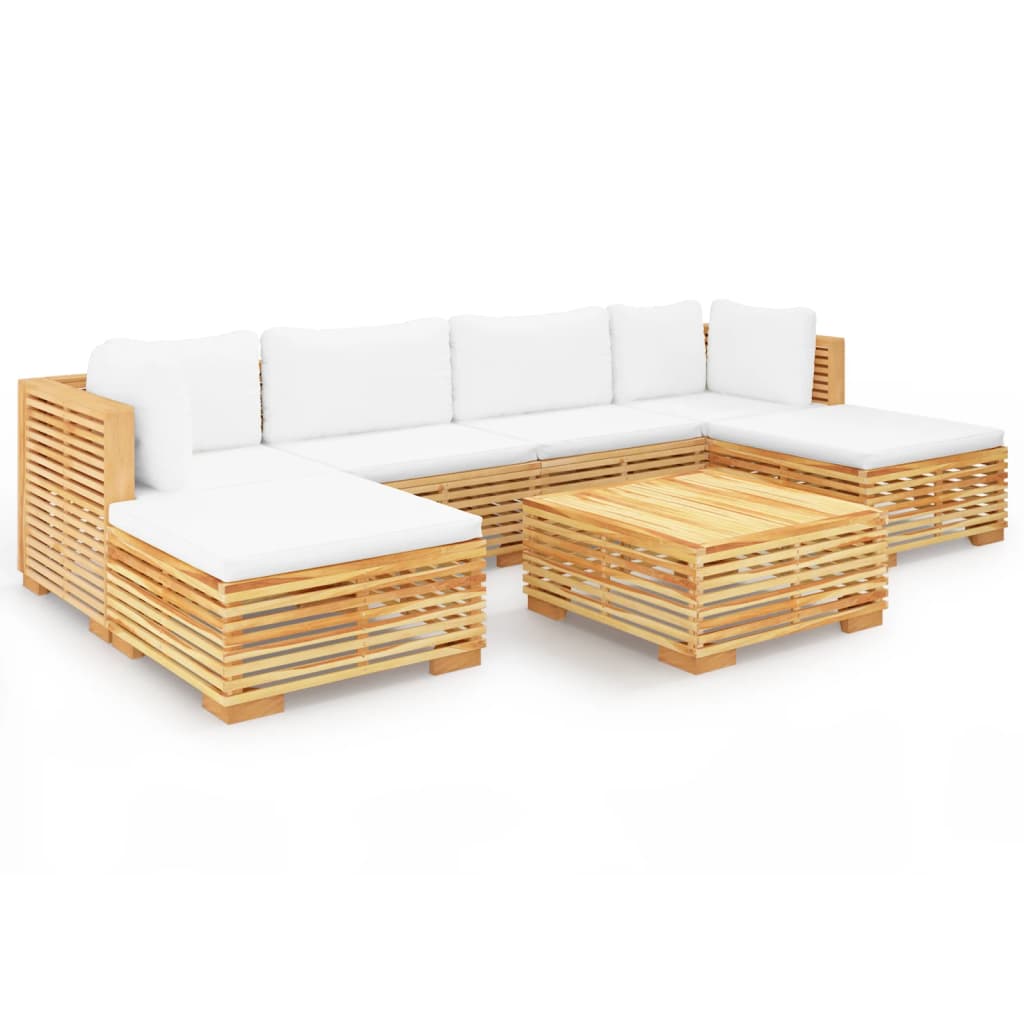 7-tlg. Garten-Lounge-Set mit Kissen Massivholz Teak