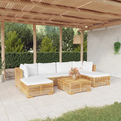 7-tlg. Garten-Lounge-Set mit Kissen Massivholz Teak